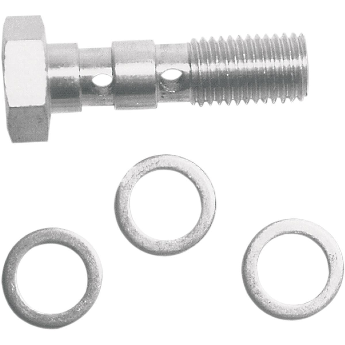 Cycleflex Universal Brake Line Fitting - 3/8in-24 10mm Double-Banjo Bolt