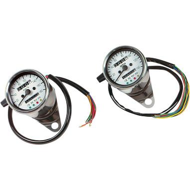 2.4in. Mini Mechanical Speedometers with Led Indicators - Ratio KM/H 1:1 - White Face