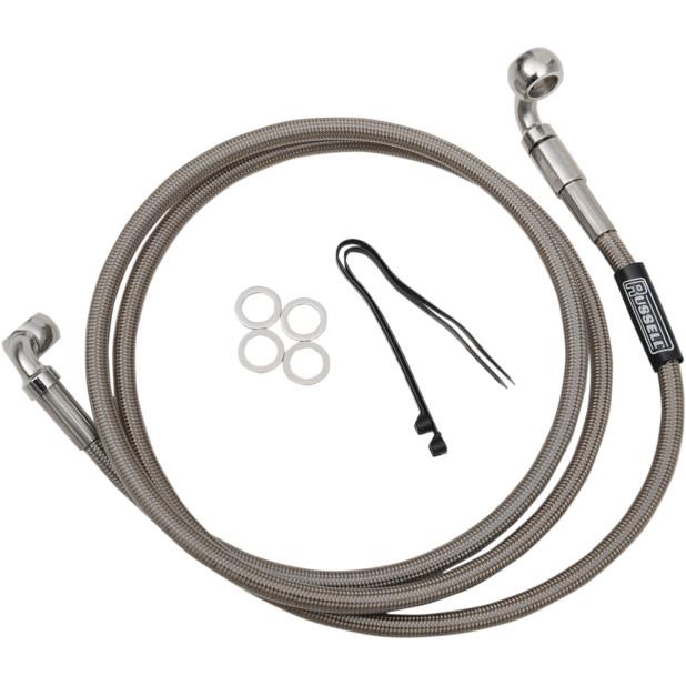 Pro Swivel Universal Brake Hose - Stainless Steel - 3/8in.,90 Degree,Upper Banjo - 50in. Length