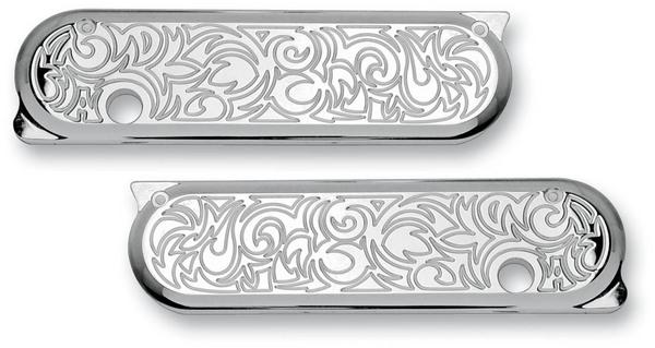 Saddlebag Latch Covers - Engraved - Chrome