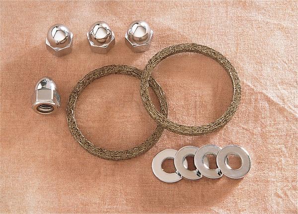 Exhaust Port Gasket Kit - Graphite Wire Gaskets, Chrome Acorn Nuts and Washers