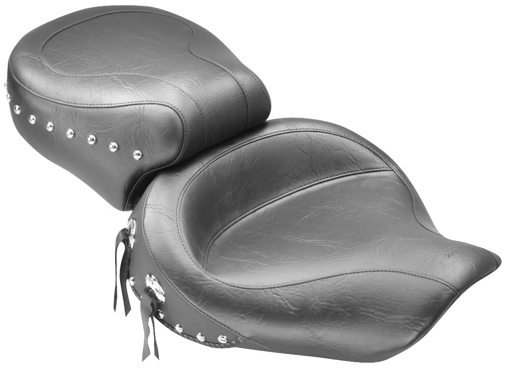 Wide Super Touring One-Piece Vintage Seat - Chrome Studs