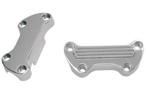 Handlebar Clamp with Skirt - Finned - Chrome