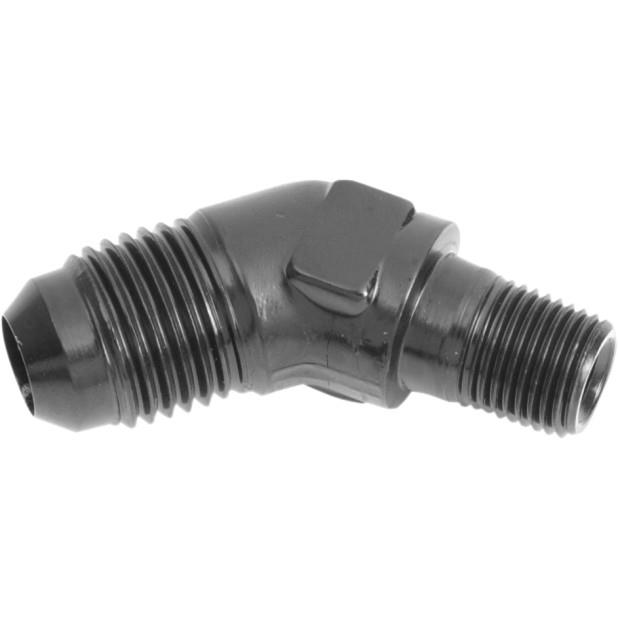 -6 AN 1/8in. NPT 45 Degree Flare to Pipe Adapter - Black