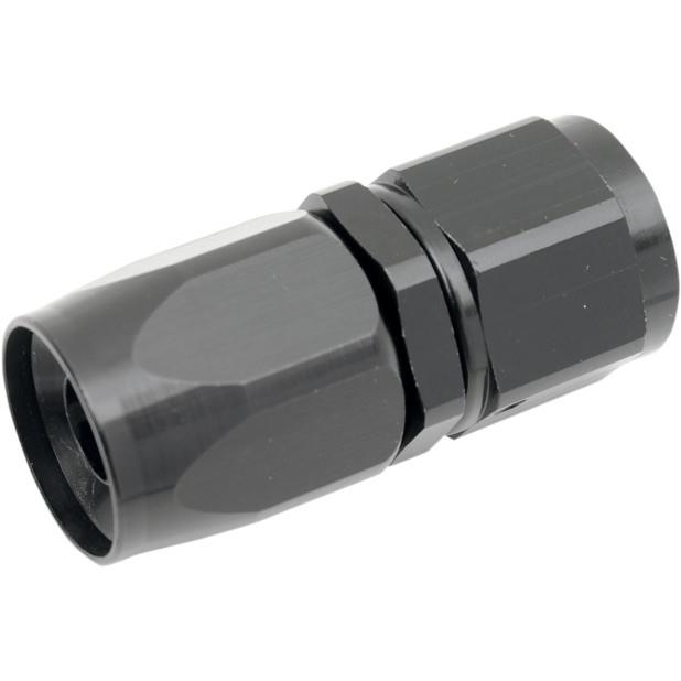 -8 AN Straight Full Flow Non-Swivel Hose End - Black Anodized