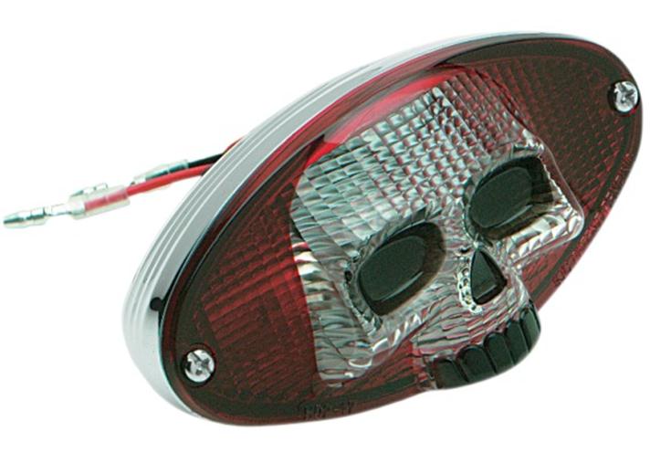 3-D Skull Taillight - Red/Clear