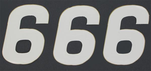 SX Pros Jr. Stick-On Number - 4in. - No.6 - White