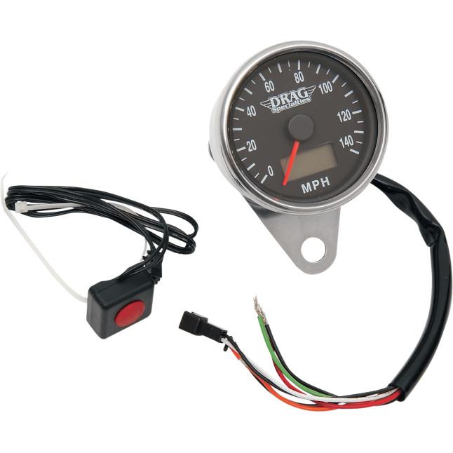 Programmable Mini Electronic Speedometer with Odometer/Tripmeter - 2.4in. - Polished/Black Face