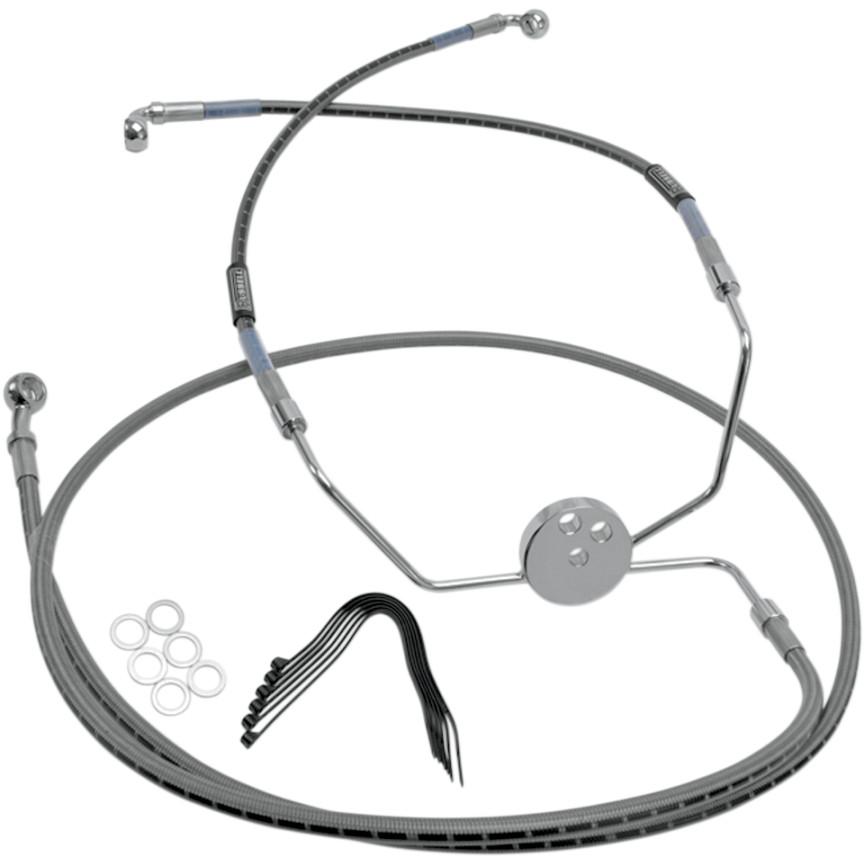 Braided Front Brake Line Kit - 44in. Upper Length - Stainless