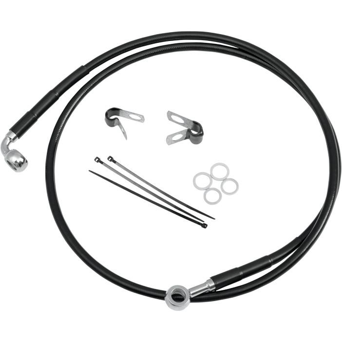 Extended Stainless Steel Front Brake Line Kit - Black Vinyl Coated - 59in.