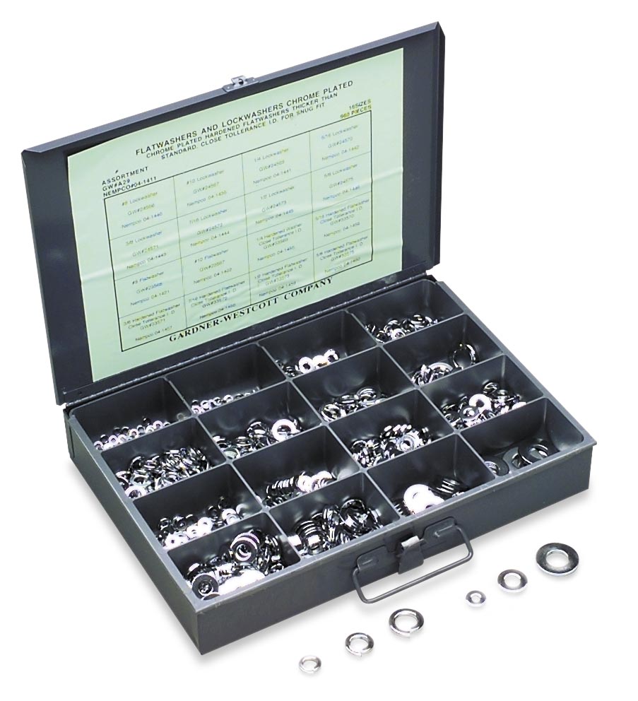 Chromed Machine/AN Washers Assortment Kit with Tray