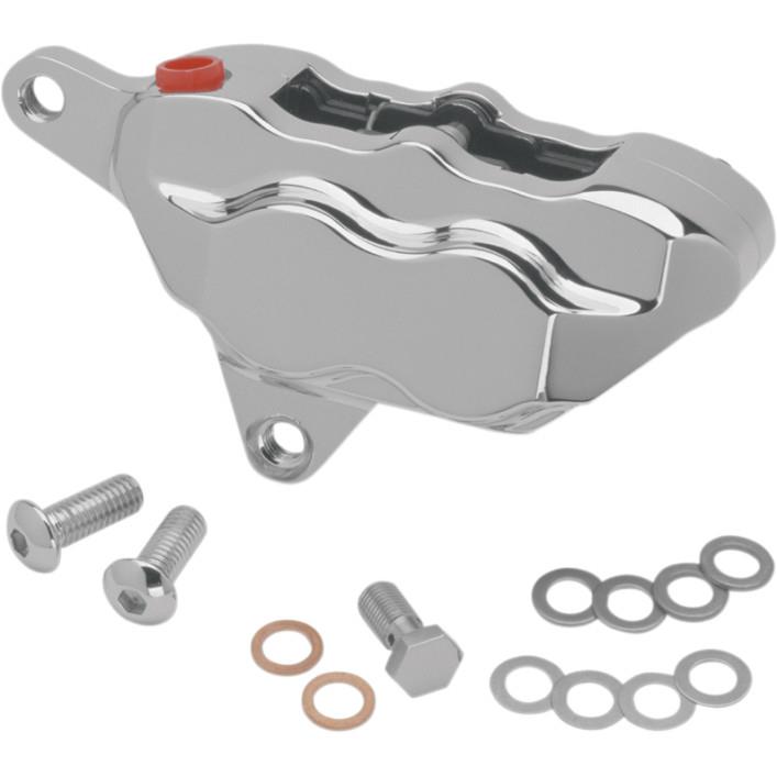 6 Piston Dual Disc Front Brake Caliper Kit - Chrome