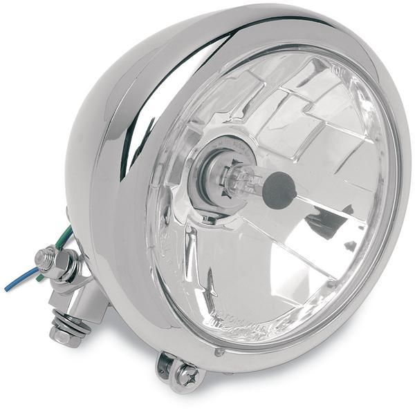 Diamond-Style Bottom-Mount 5 3/4in Headlight Assembly - Plain Bezel - Clear Lens