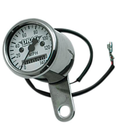 1 7/8in. Mini Mechanical Speedometer - 2:1 Ratio - White Face