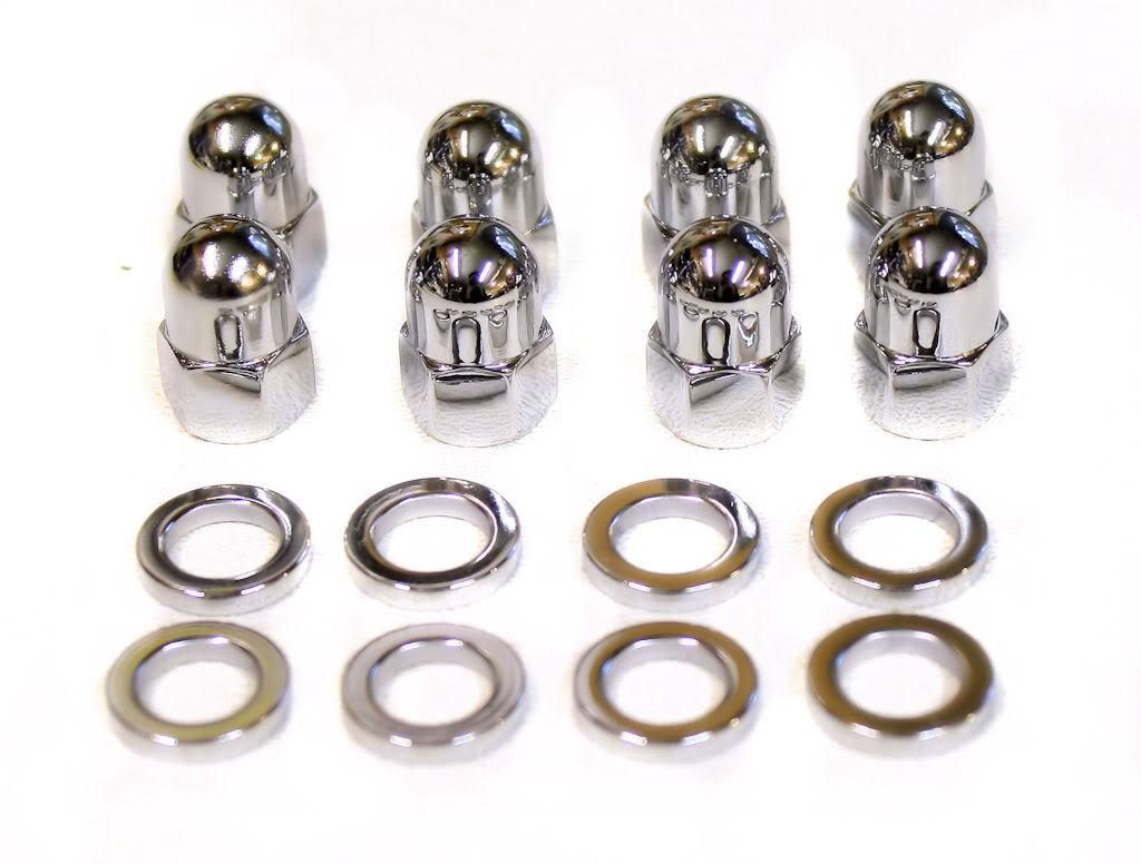 Cylinder Base Nut Kit - Acorn Style - Chrome