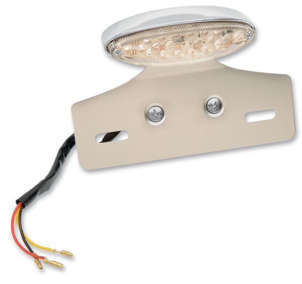 Mini LED Cat Eye Taillight with License Plate Mount - Clear Lens with Red LED