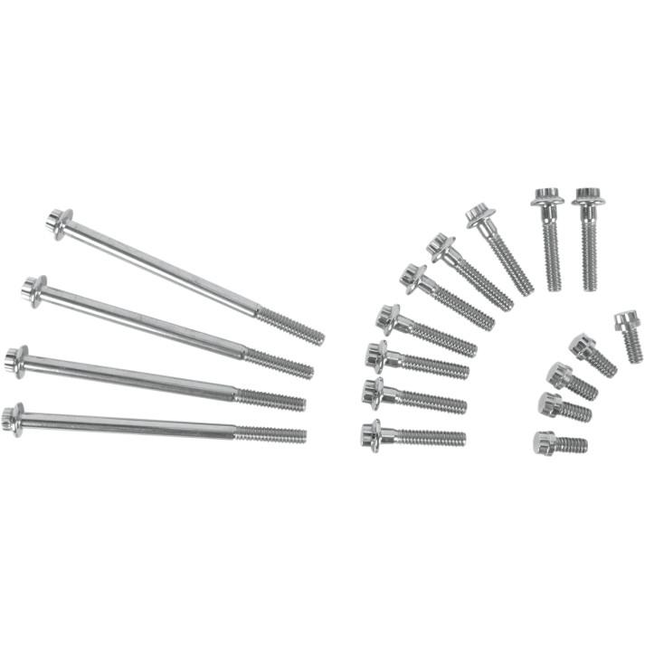 Primary, Inspection Covers and Inner Primary 12-Point Polished Stainless Engine Bolt Kit