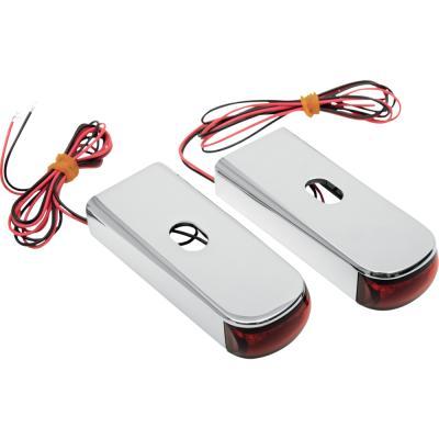 Fender Strut LED Marker Lights - Chrome with Red LED - Red Lens