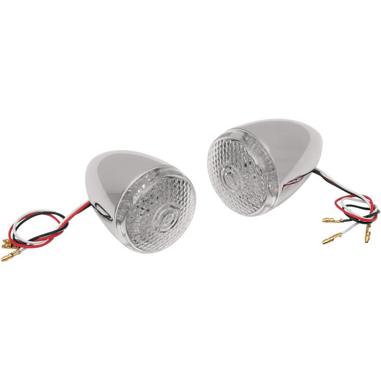 Rear Deuce-Style DOT-approved LED Turn Signal Kit - Red LED - Clear lens