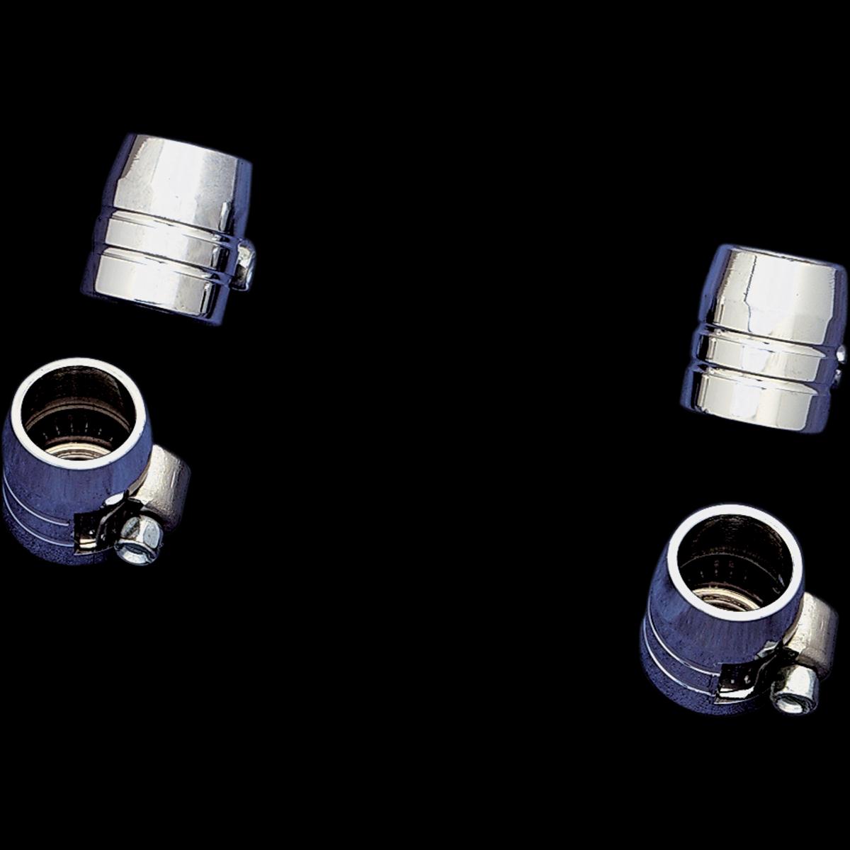 Grooved Chrome Hose Ends with Clamps - 1/4in