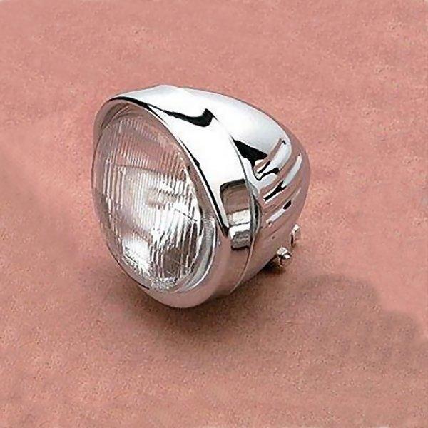 Custom 5 3/4in Springer-Style Headlights - Light with Visor and Grooves