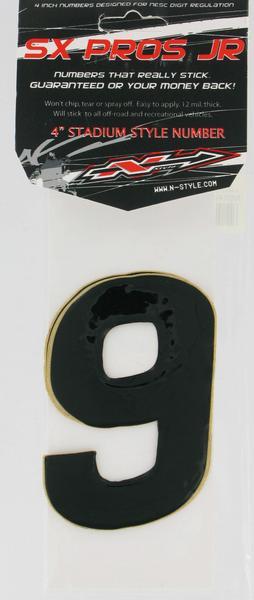 SX Pros Jr. Stick-On Number - 4in. - No.9 - Black