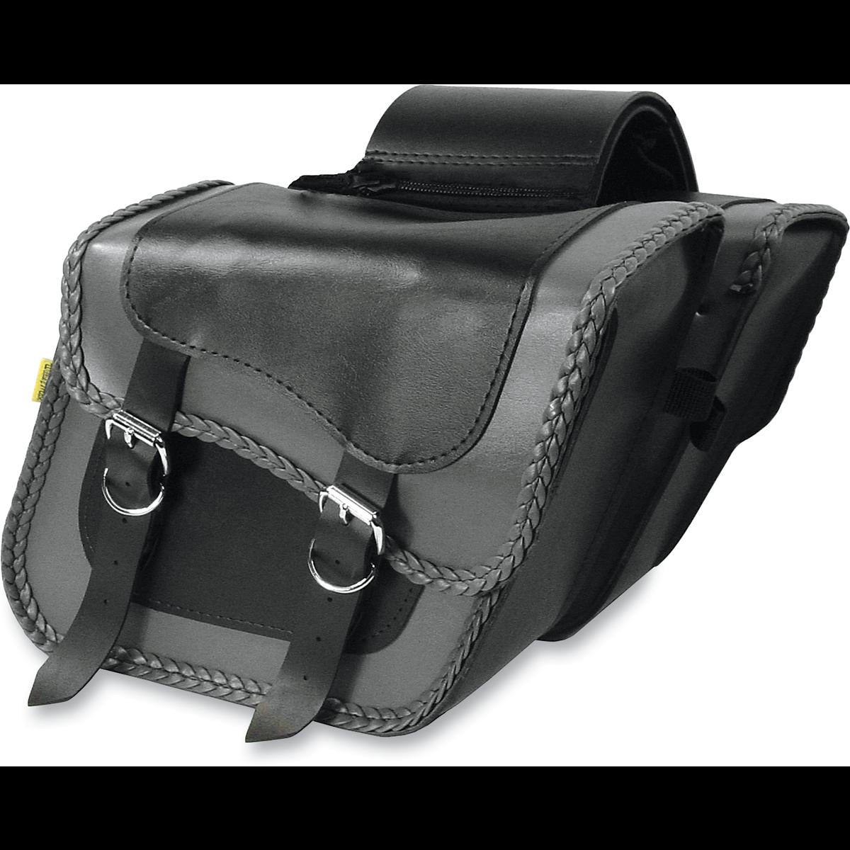 Gray Thunder Braided Compact Slant Saddlebags