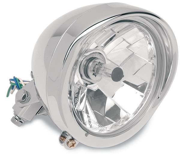 Diamond-Style Bottom-Mount 5 3/4in Headlight Assembly - Visor Bezel - Clear Lens