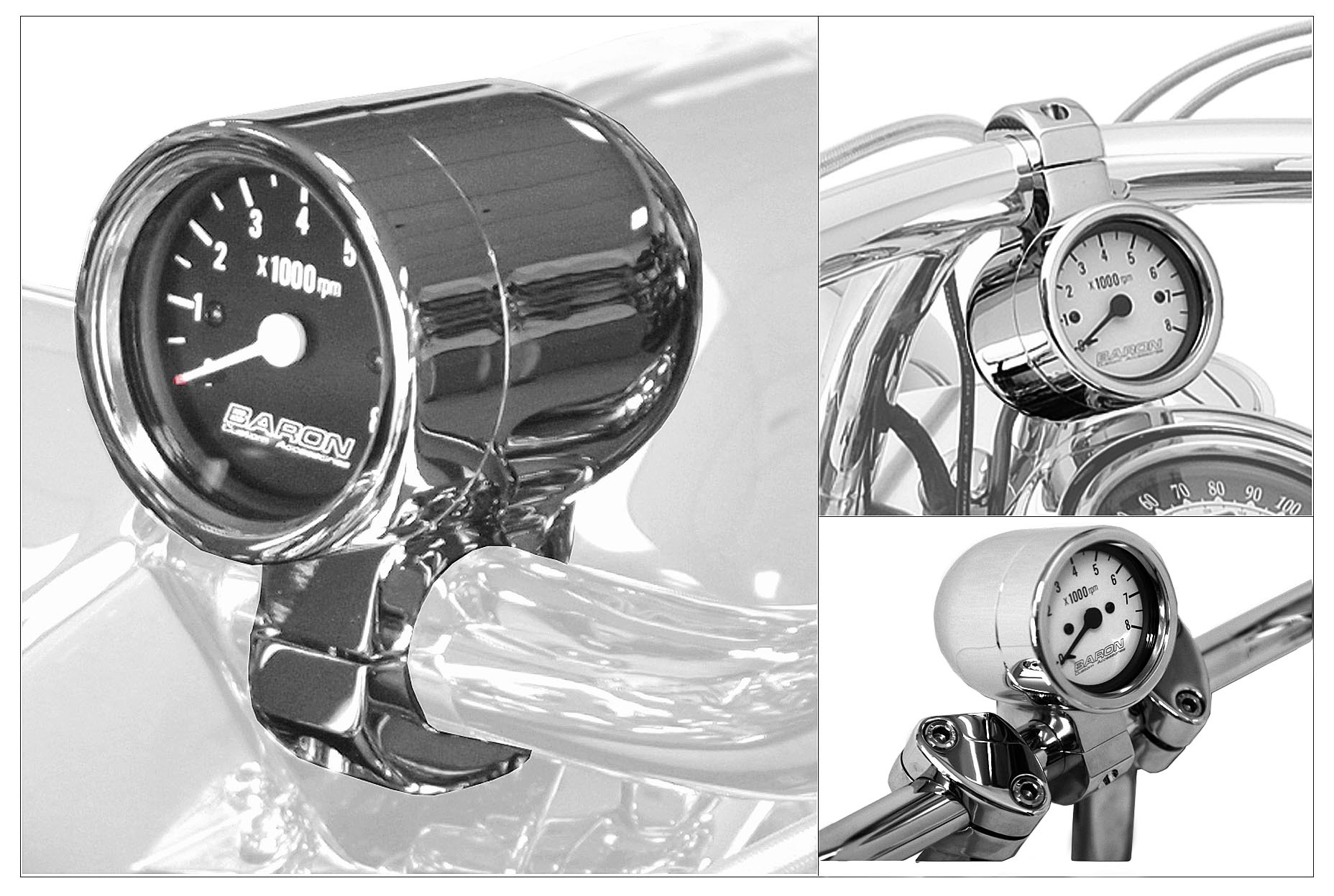 Bullet Tachometer - 1in. - White Face