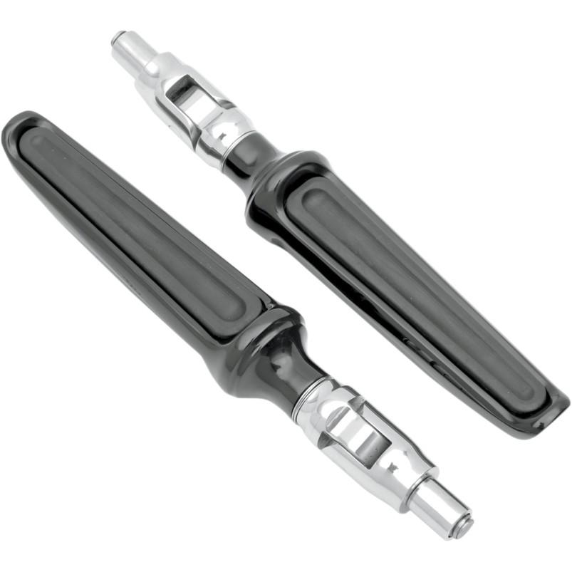 Contour Pivot Mount Footpegs - Rubber Insert - Black