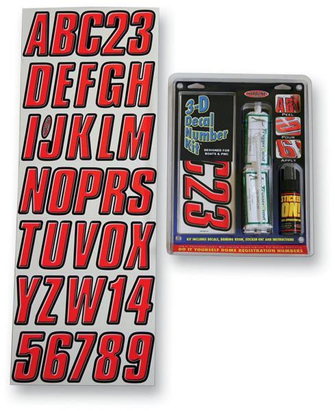 3D Dome Decal Number Kit - Red