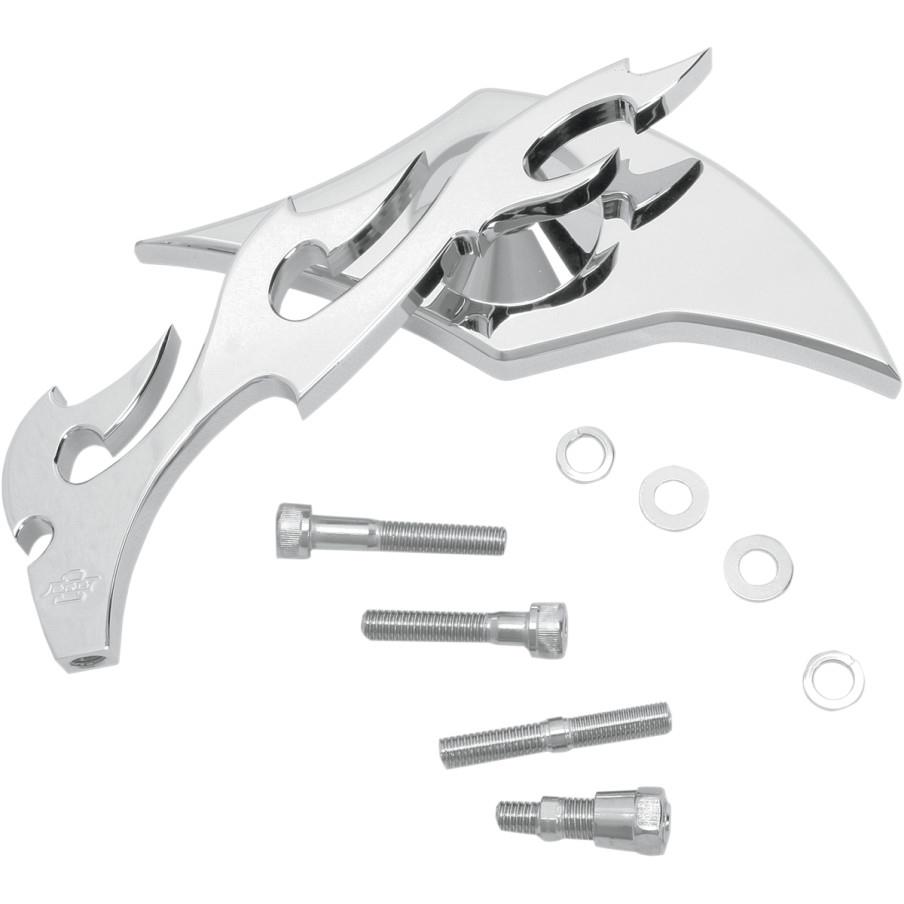 Large Flame Mirror - Left - Chrome