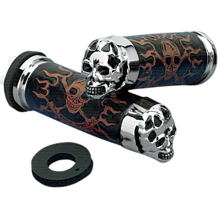 Skull Grips with Plain Eyes - Throttle Sleeve Included