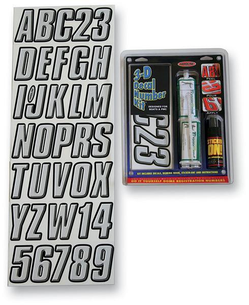 3D Dome Decal Number Kit - Silver