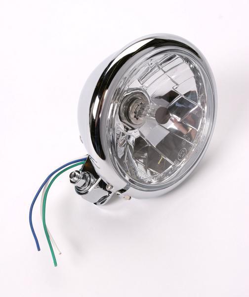 5 3/4in. Diamond-Style Bottom-Mount Headlight - Chrome - Clear Lens