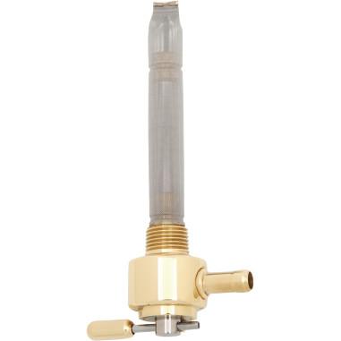 Power-Flo Fuel Valve - 3/8in. NPT Round - 180 Deg. Outlet Facing Inward - Old School Brass