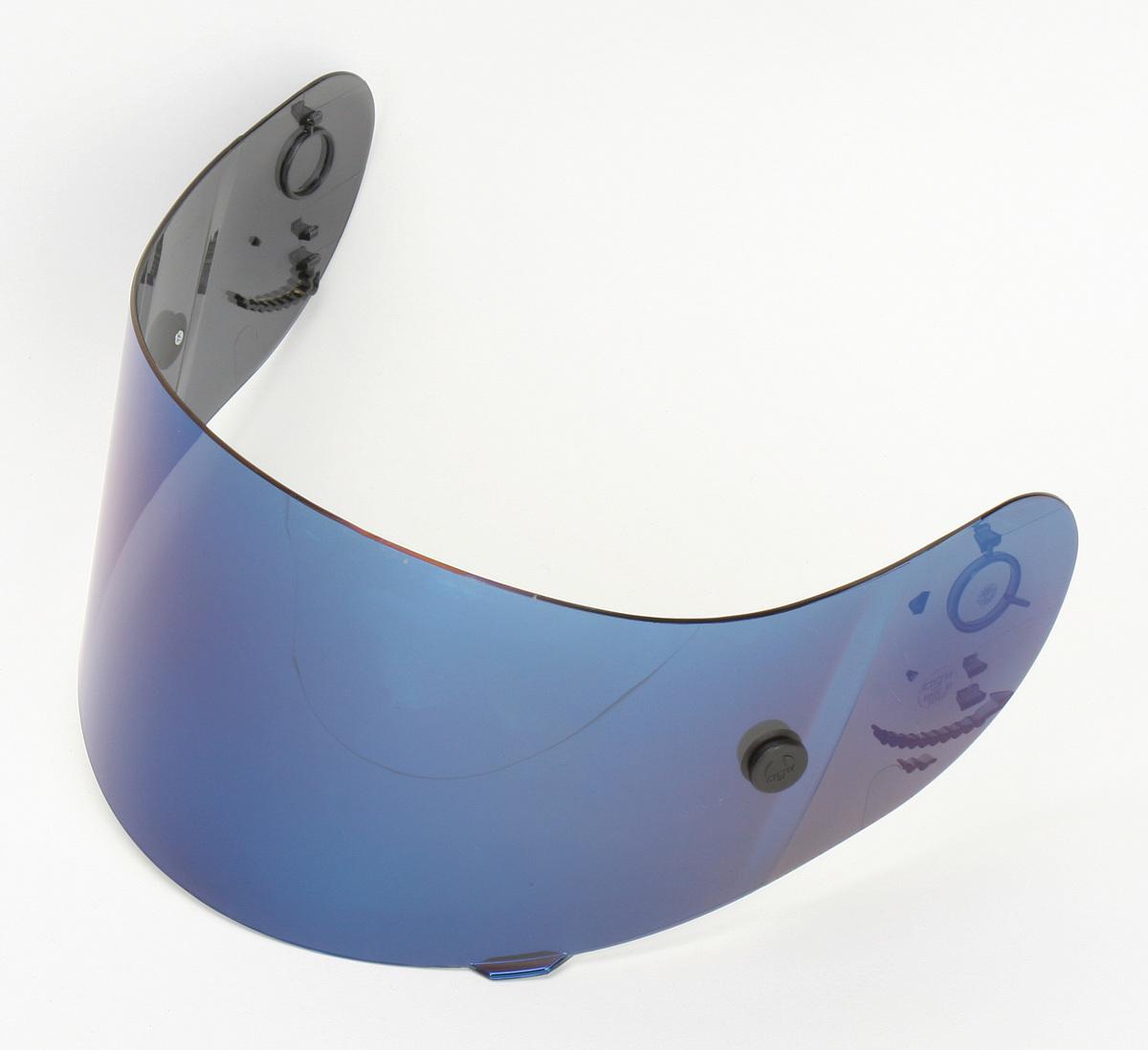 Anti-Fog Anti-Scratch Race Shield with Tear-Off Posts for Helmets - Iridium Blue