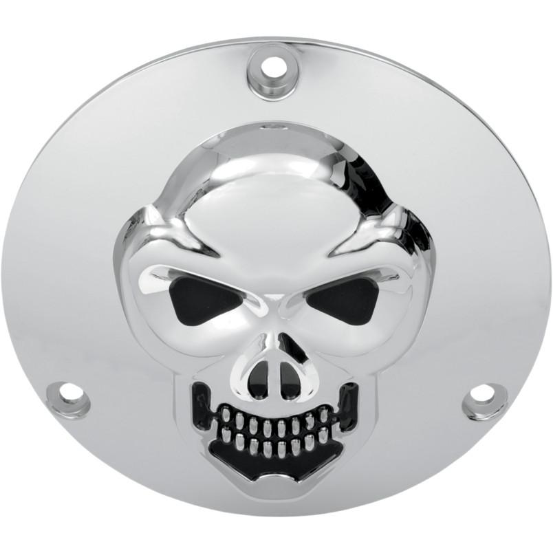 3-D Skull Derby Cover - Chrome