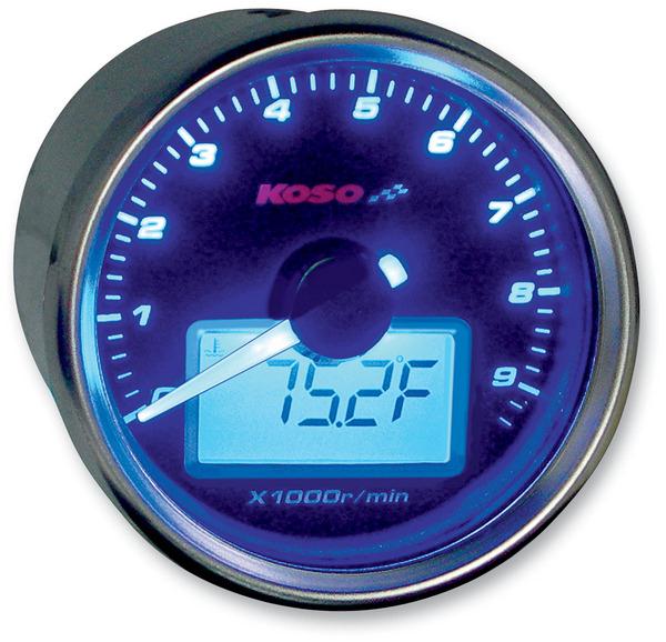 GP-Style Universal Tachometer with Temperature Guage - Black Background