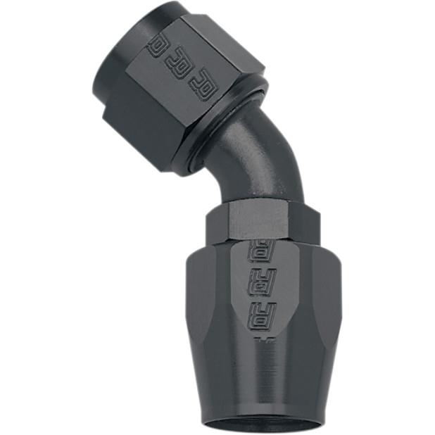 -6 AN 45 Degree Full Flow Non-Swivel Hose End - Black Anodized