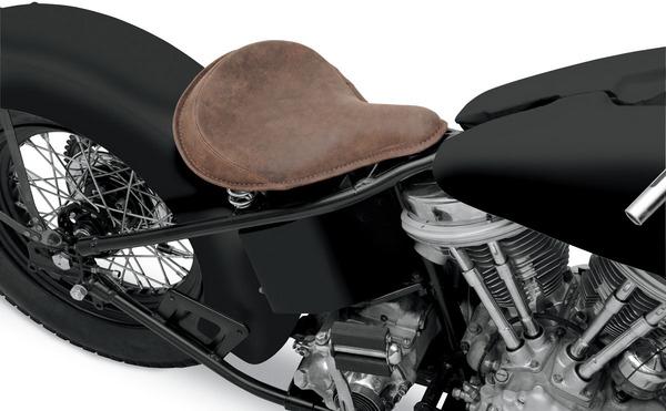 Large Spring Solo Seat - Distressed Brown Leather with Perimeter Stitching