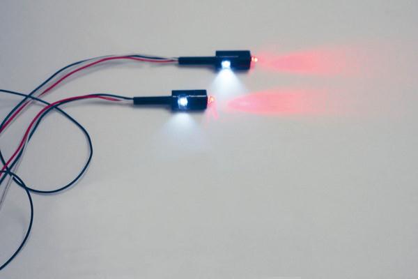 LED License Plate Tag Bolts with White LEDs and Red Turn/Brake or Turn/Running LEDs - Black