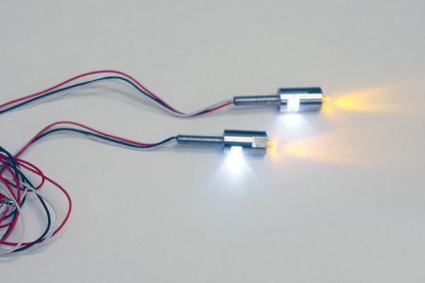 LED License Plate Tag Bolts with White LEDs and Amber Turn Signal LEDs - White