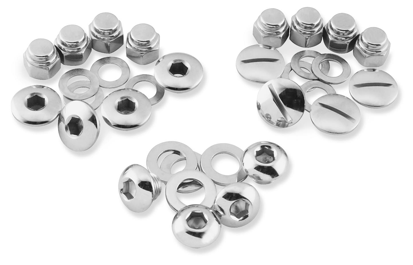 Rocker Shaft End Cap and Nut Kit - Allen - Chrome