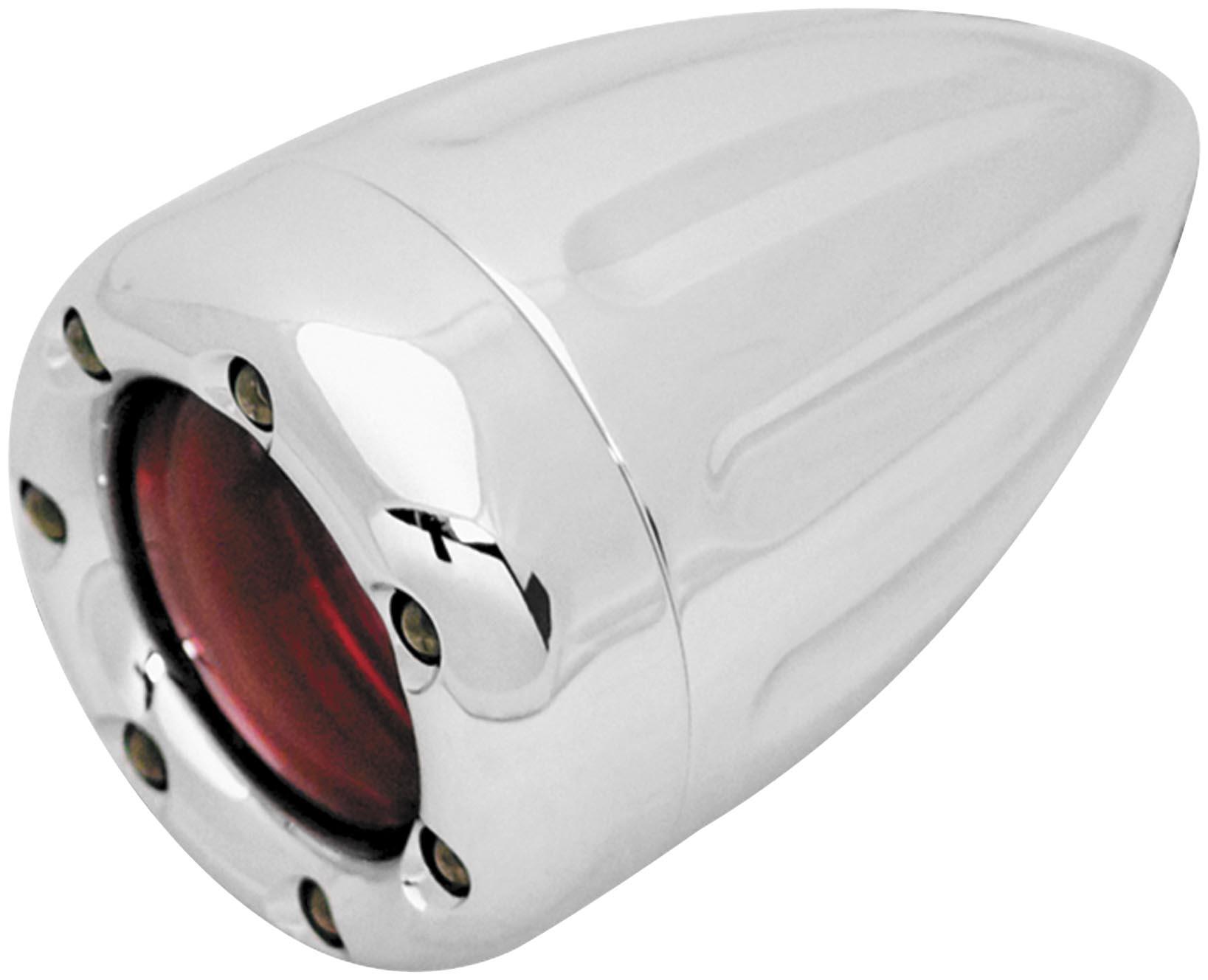 Deep Cut Turn Signals with Fire Ring LED - Red Lens - Chrome Finish - Red LED - Dual Filament