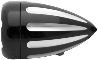 Deep Cut Turn Signals with Fire Ring LED - Amber Lens - Black Finish - White LED - Dual Filament