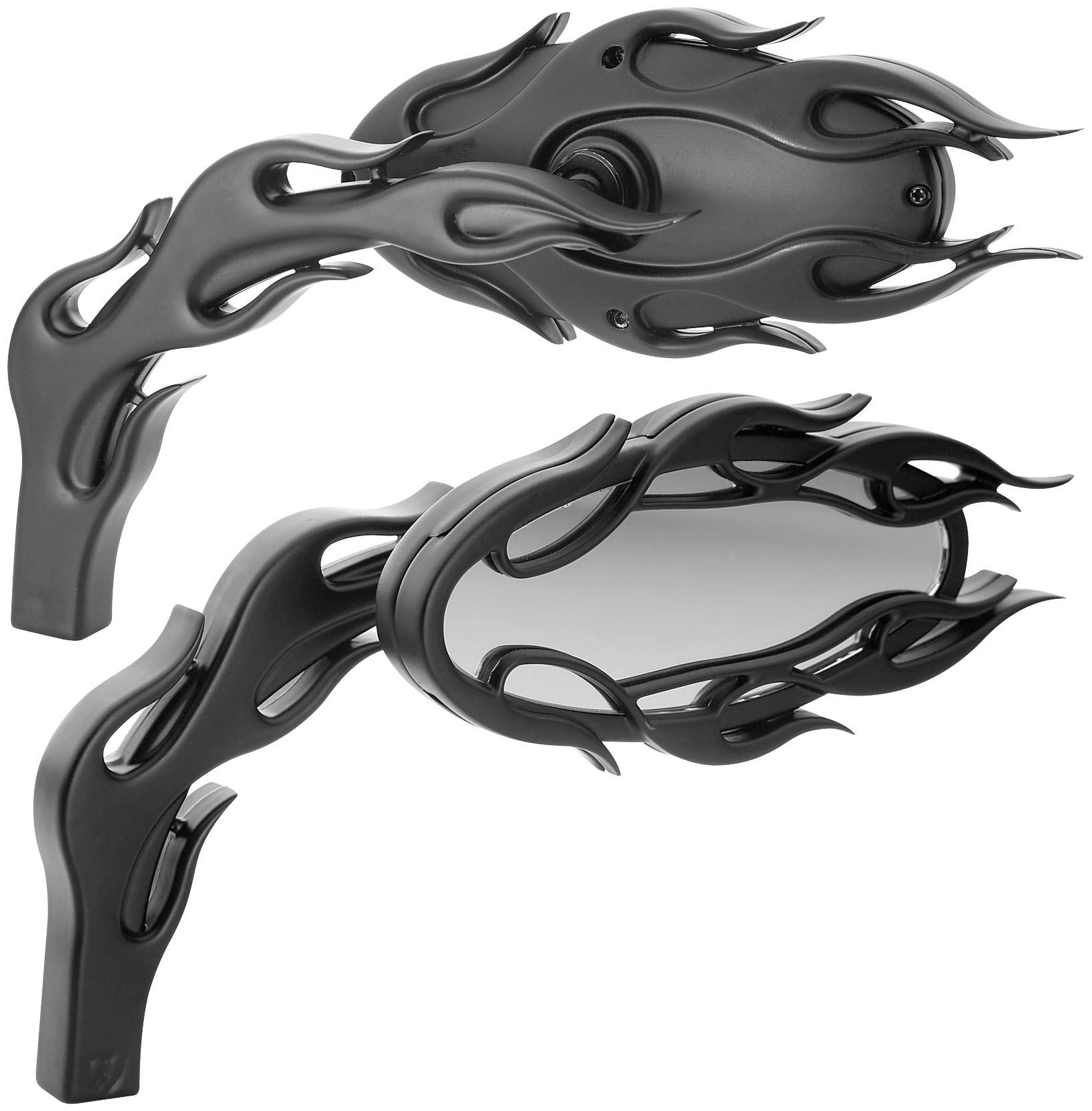 Die-Cast Flamed Mirror - Left - Black