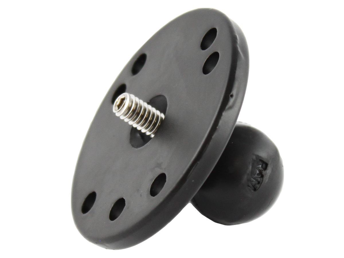 RAM 2.5in. Round Base (AMPs Hole Pattern), 1in. Ball & 1/4in.-20 Threaded Male Post for Cameras