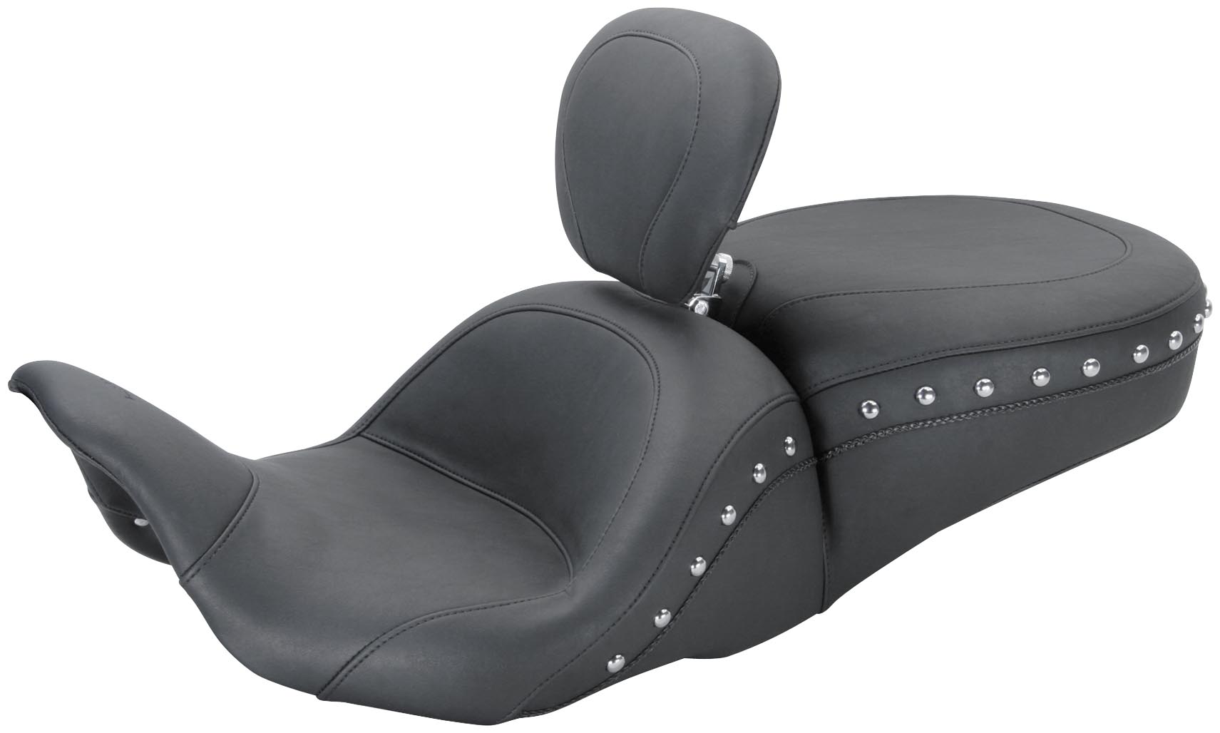 1-Piece Lowdown Touring Seat with Driver Backrest - Chrome Studs