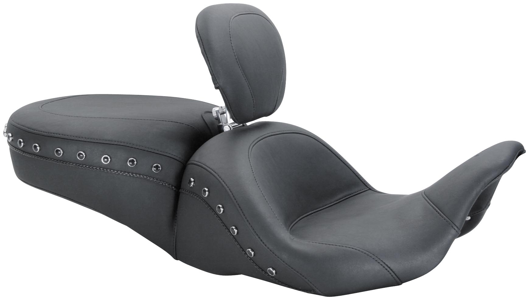 1-Piece Lowdown Touring Seat with Driver Backrest - Black Studs